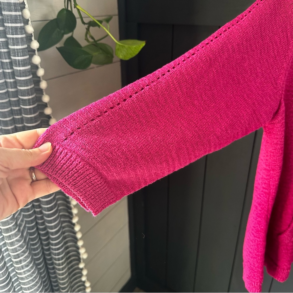 Coldwater Creek‎ Womens 2X 20-22 Deep Pink Open Front Knit Cardigan Sweater - Picture 6 of 11